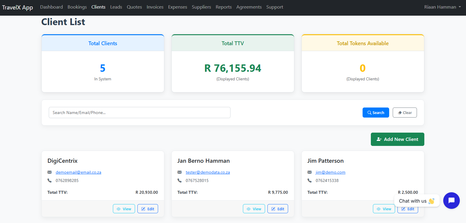 Client Cards View