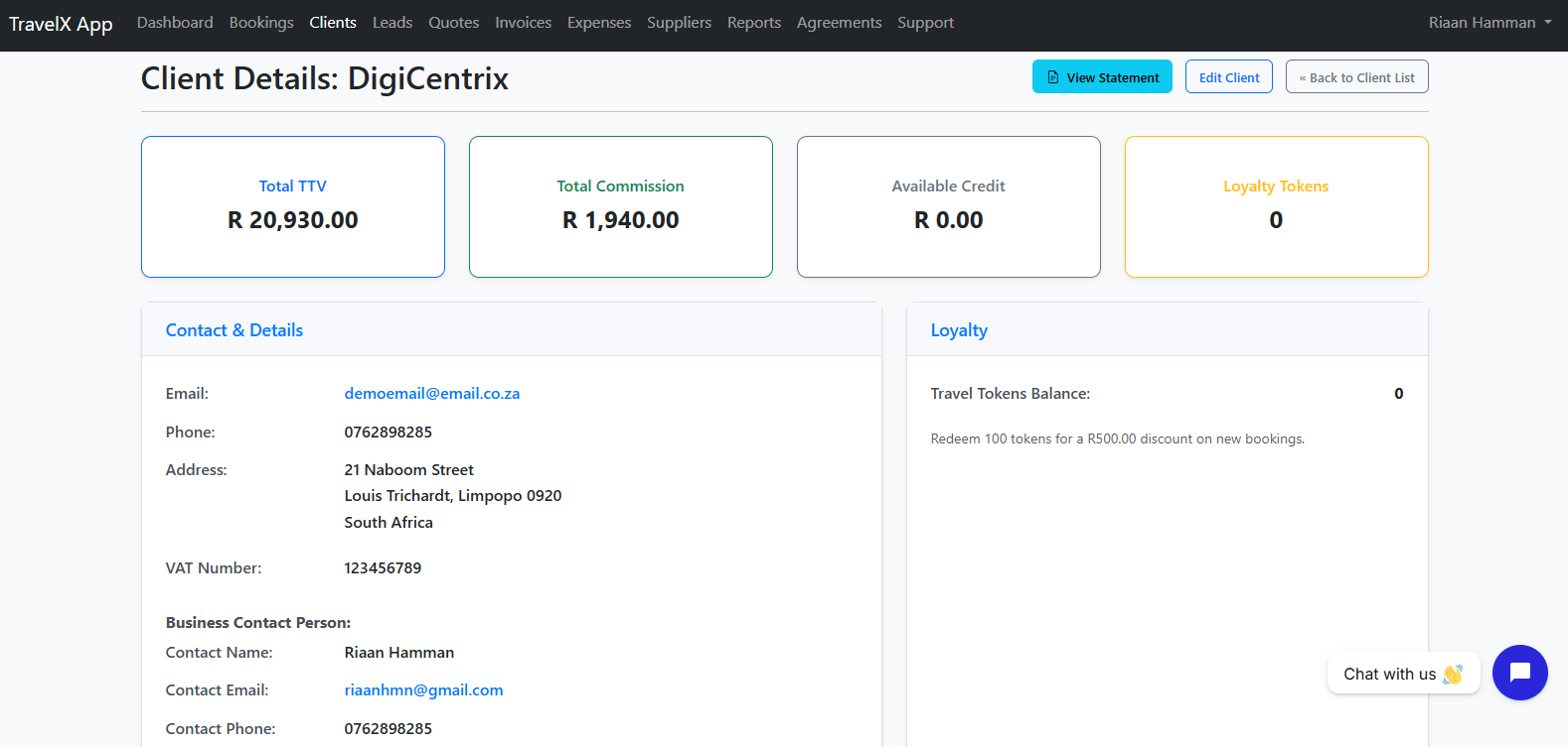 Client Details View